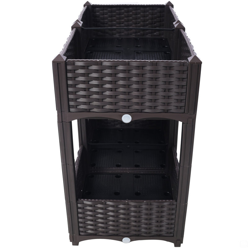 Lits surélevés avec jardinière, H 27,7 po x l 31,5 po x P 15,7 po, Brun