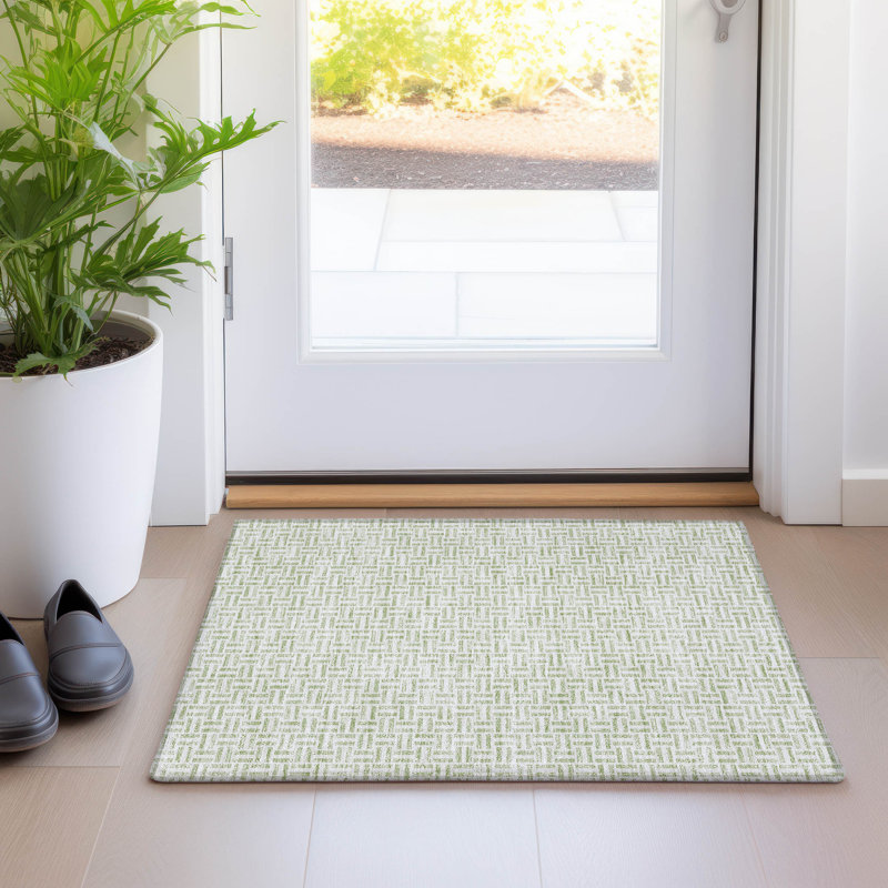 Premium Machine Washable Prisco Aloe Rug, Rectangle 1'8" x 2'6"