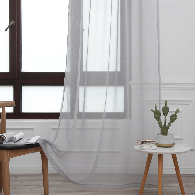 Chapple Sheer Curtains / Drapes Pair, 52" L x 96" W, Gray