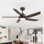 Ventilateurs de plafond de 54 po avec lumières, ventilateur de plafond moderne avec télécommande, ventilateur de plafond d'intérieur de ferme avec pales, moteur silencieux et puissant avec lumière DEL brillante