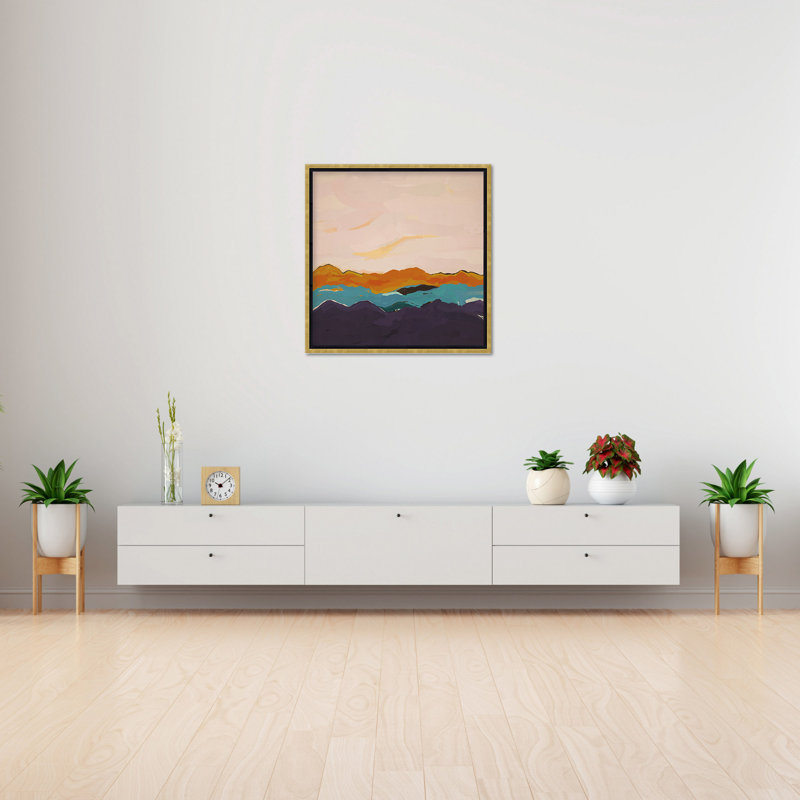 Nature Inspired Twilight Silhouette, Gold, Floated Framed Canvas, 48" H x 48" W