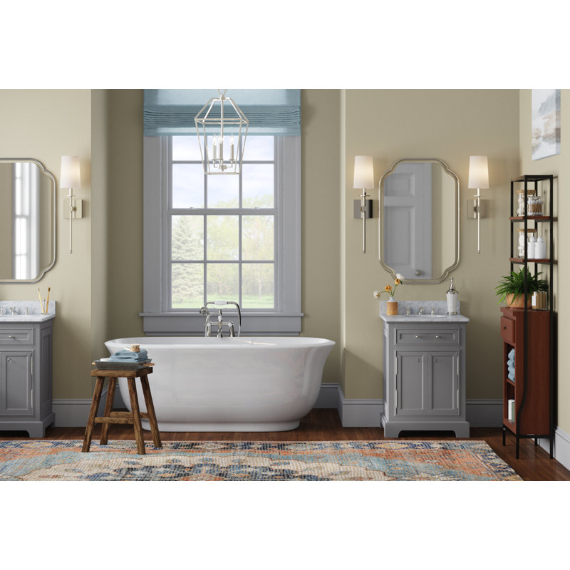 Chaylynn 59'' x 28'' Soaking Acrylic Bathtub, Polished Chrome