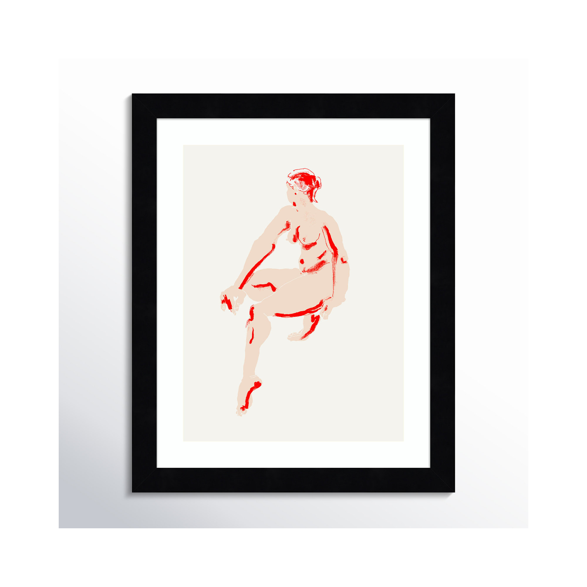 Naked Woman by Francesco Gulina Wood Framed Wall Art Print, Black, 13" H x 11" W