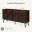 Buffet 62 po en bois massif avec panneau de porte sculpté à la main, brun noyer