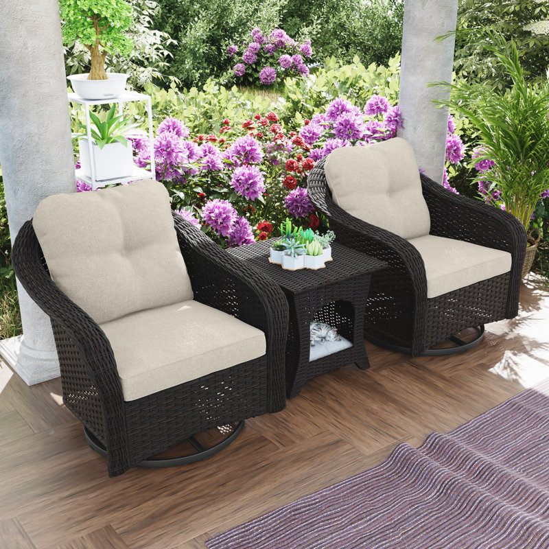 Gradyn 3-Piece Outdoor Seating Group with Cushions, Beige