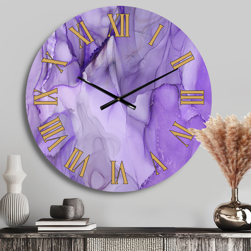 Horloge murale Tender, Médium, Mauve / doré