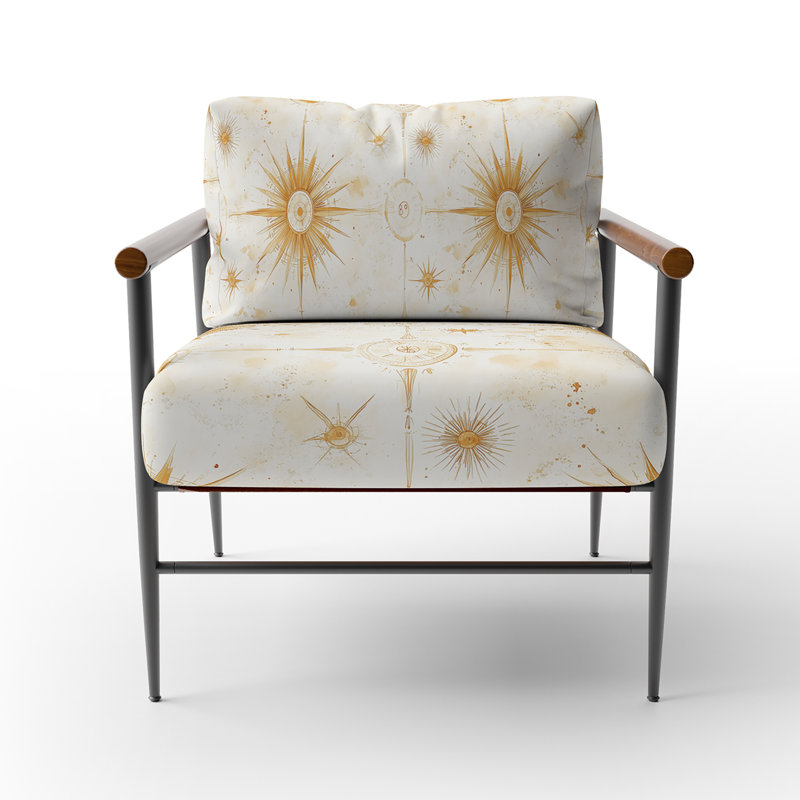 Chaise d'appoint Starburst - Fauteuil Boho, Bras ronds bruns