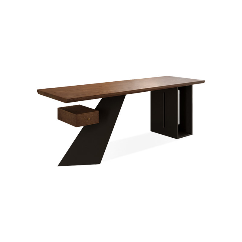 Borwn Rectangular Solid Wood With 1 Drawers Desks, 29.53" H x 62.99" W x 23.62" D