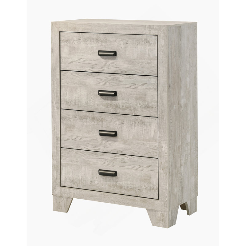 Commode 4 tiroirs transitionnelle avec quincaillerie en métal pour la chambre à coucher