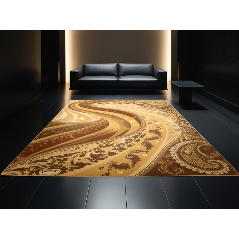 Tapis cachemire traditionnel lavable à la machine Parkdale - brun clair, 8 x 10