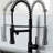 Commercial Black Kitchen Tap With Pull Down , Single Handle, Leak- Guarantee, Finish, Multi-Functional Water Spray, Effortless Installation Method Faucet Lever Control, Brass, To Spots, Flexible-1115772967