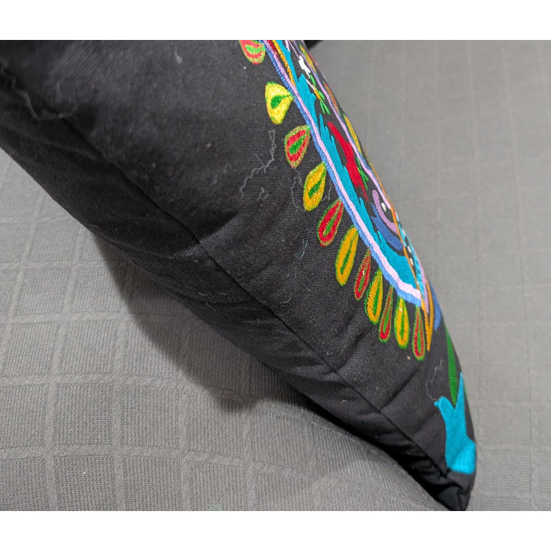 Coussin décoratif en coton, Noir / Vert / Bleu / Rose