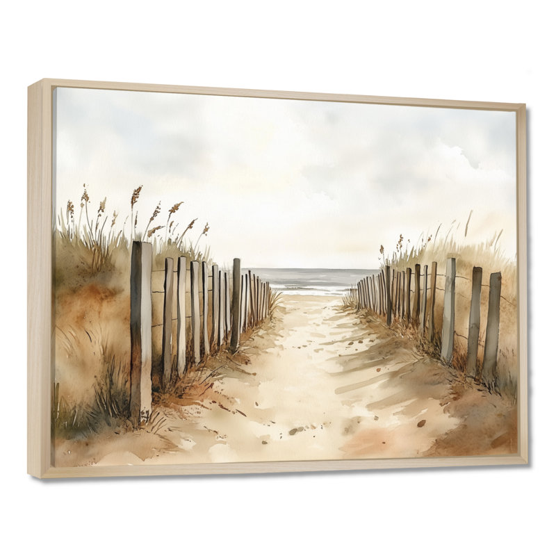 Chemin de Windward Beach II - Décoration murale encadrée représentant des dunes de sable sur toile, H 24 po x l 32 po