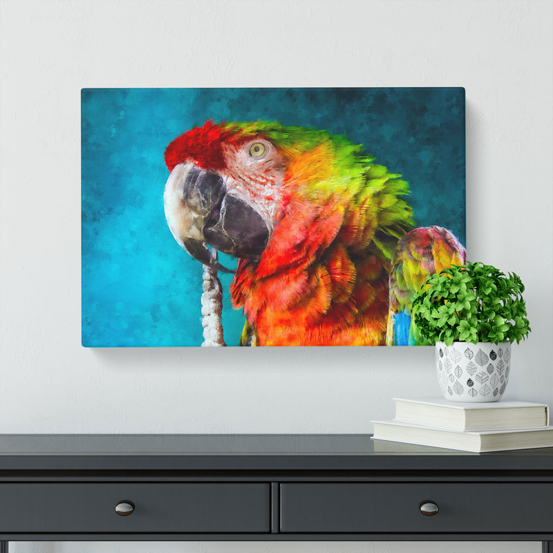 Rainbow Macaw Parrot - Wrapped Canvas, 50cm H x 76cm W x 3cm D