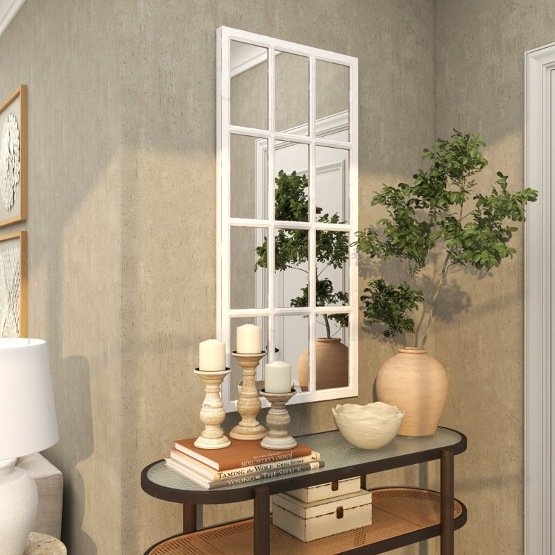 Miroir mural en bois blanc