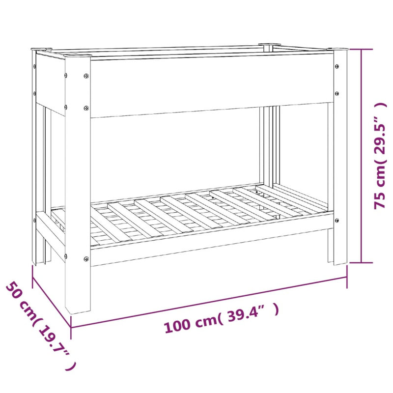 Arbaj Raised Garden Bed, 75cm H x 50cm W x 100cm D