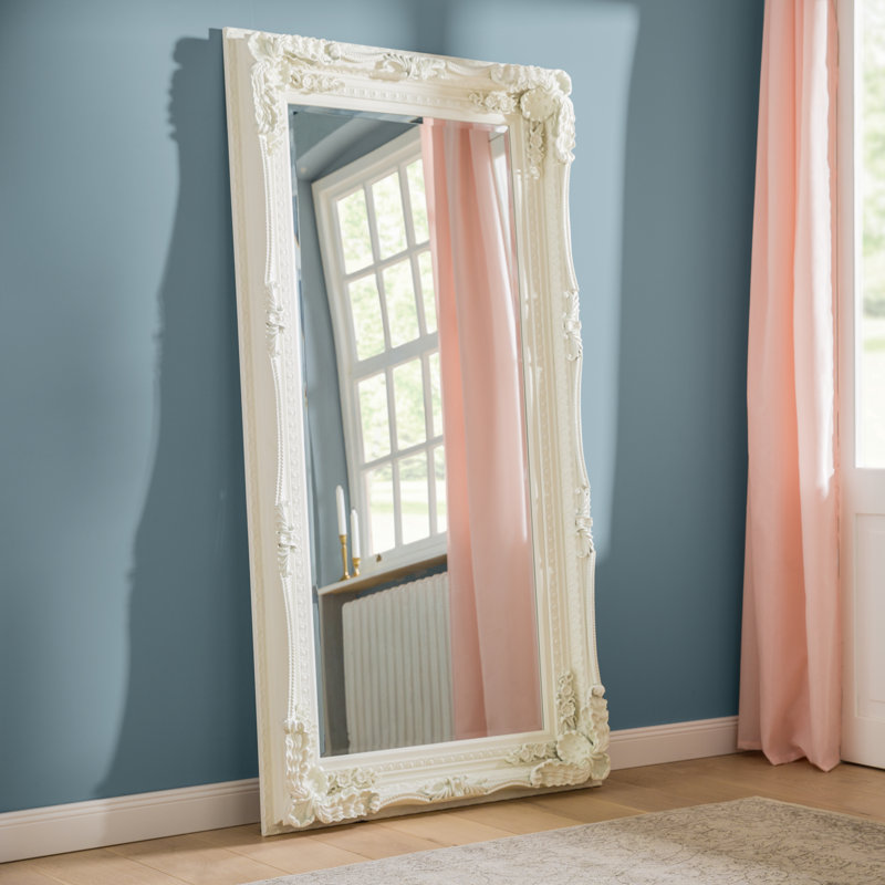 Lapeer Wood Flat Mirror, Cream, 177cm H x 91cm W x 12cm D