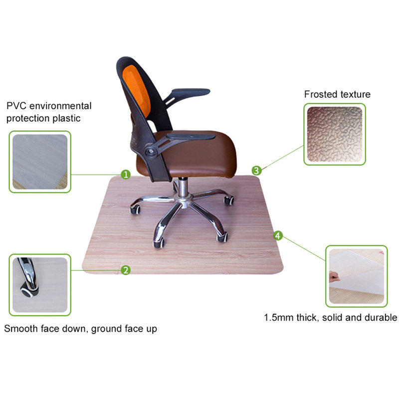 Square flat bottom PVC chair mats, 120cm x 76cm