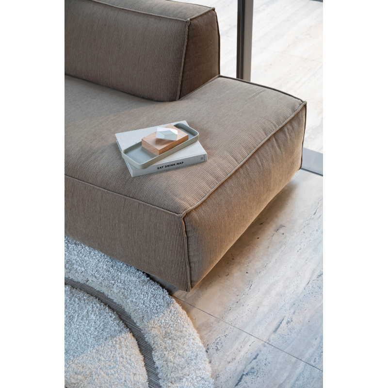Sofa Chaise Sectional, Brown Polyester