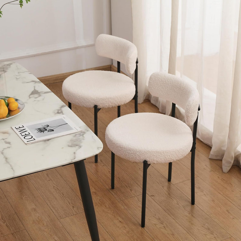 46cm H Wool Upholstered Side Chair in White