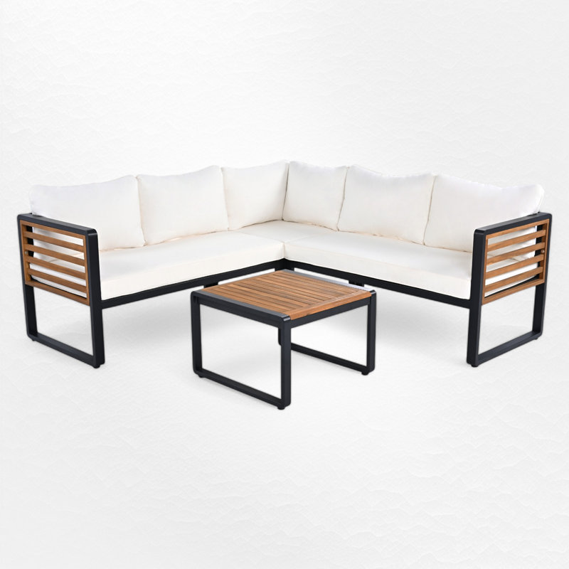 Ensemble de conversation pour patio avec coussins 4 pièces, Beige