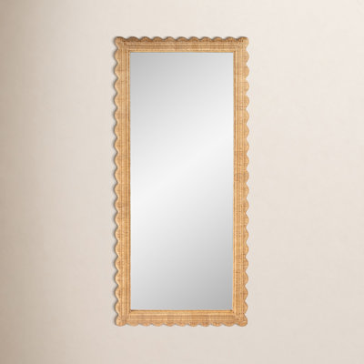 Lacie Scalloped Rattan Floor Mirror