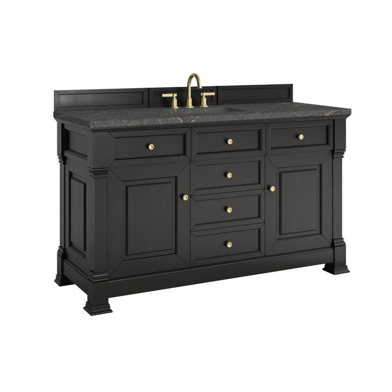 Brookfield Single Vanity, Widespread, Parisien Bleu, Black Onyx