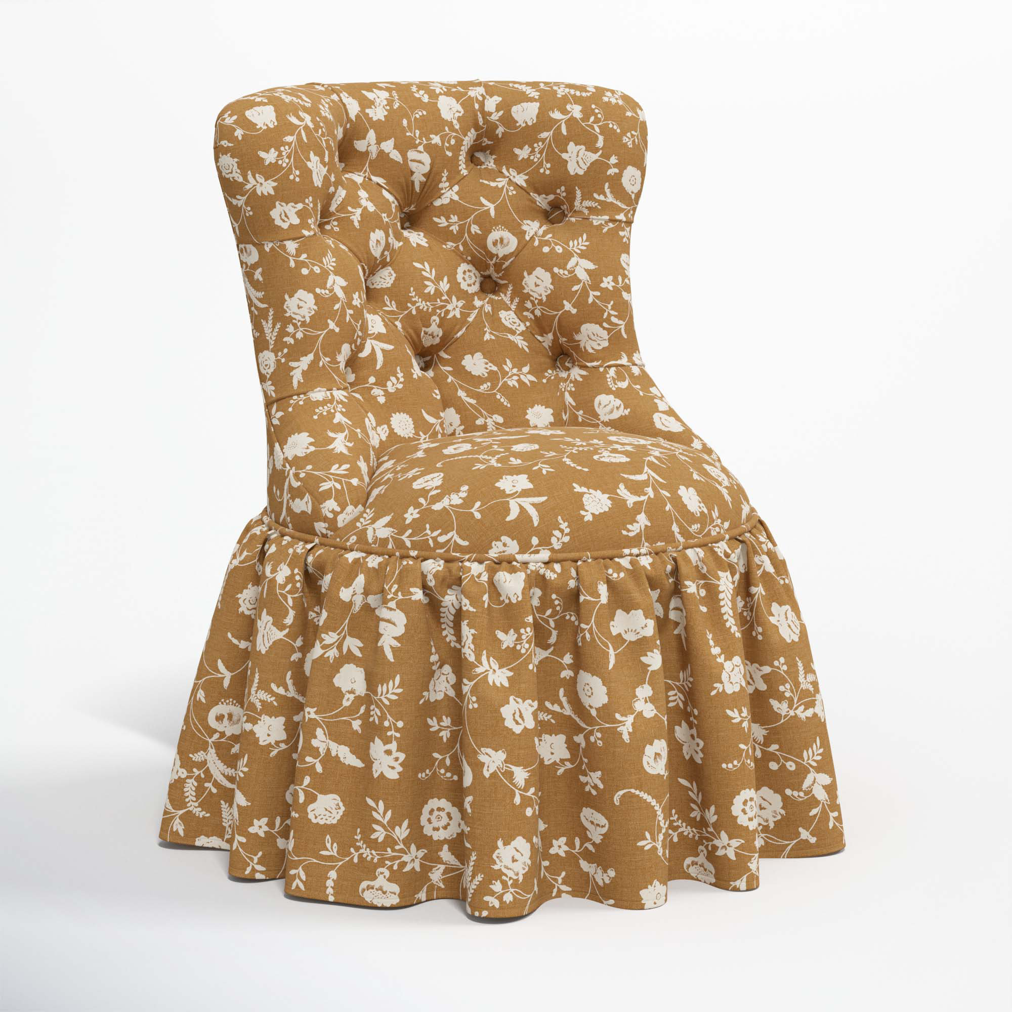 Minnie Upholstered Side Chair, Robina Floral Ochre