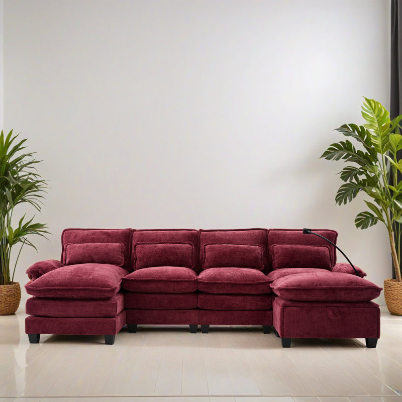 Canapé-lit modulaire moderne de 6 pièces avec assise profonde et canapé modulaire rembourré pour salon, chambre à coucher