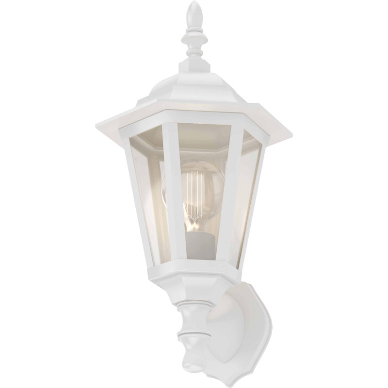 Applique murale d'extérieur 1 lumière en fonte d'aluminium blanche avec verre transparent, Blanc