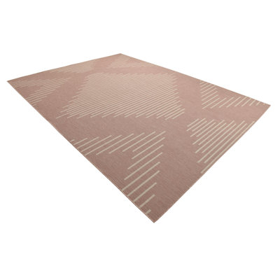 Tapis rayé en polypropylène tissé à la machine en rose / ivoire Wallington