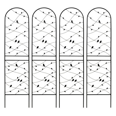 Ensemble de 4 treillis de jardin en métal 86,7 "x 19,7" antirouille pour plantes grimpantes