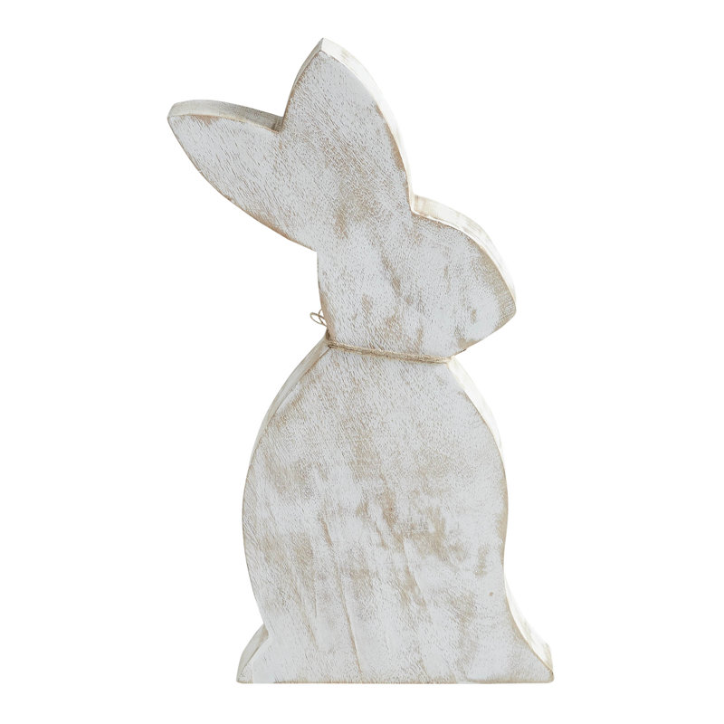 Spring In Bloom Wooden Upright Bunny Silhouette w/ Twine, 13.75" H x 6.75" W x 1.5" D