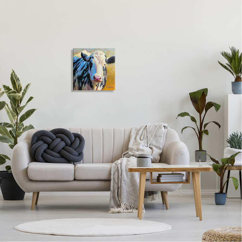 Art mural sur toile Vache tachetée par Rita Kirkman, H 17 po x l 17 po x P 1,5 po