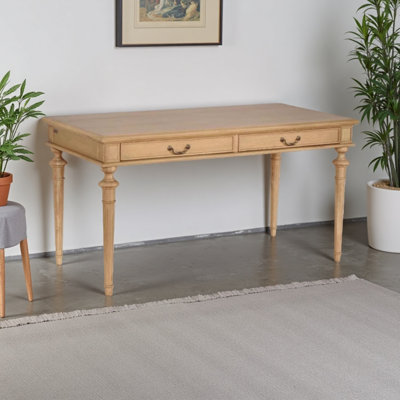 Solid wood white oak desk with drawers