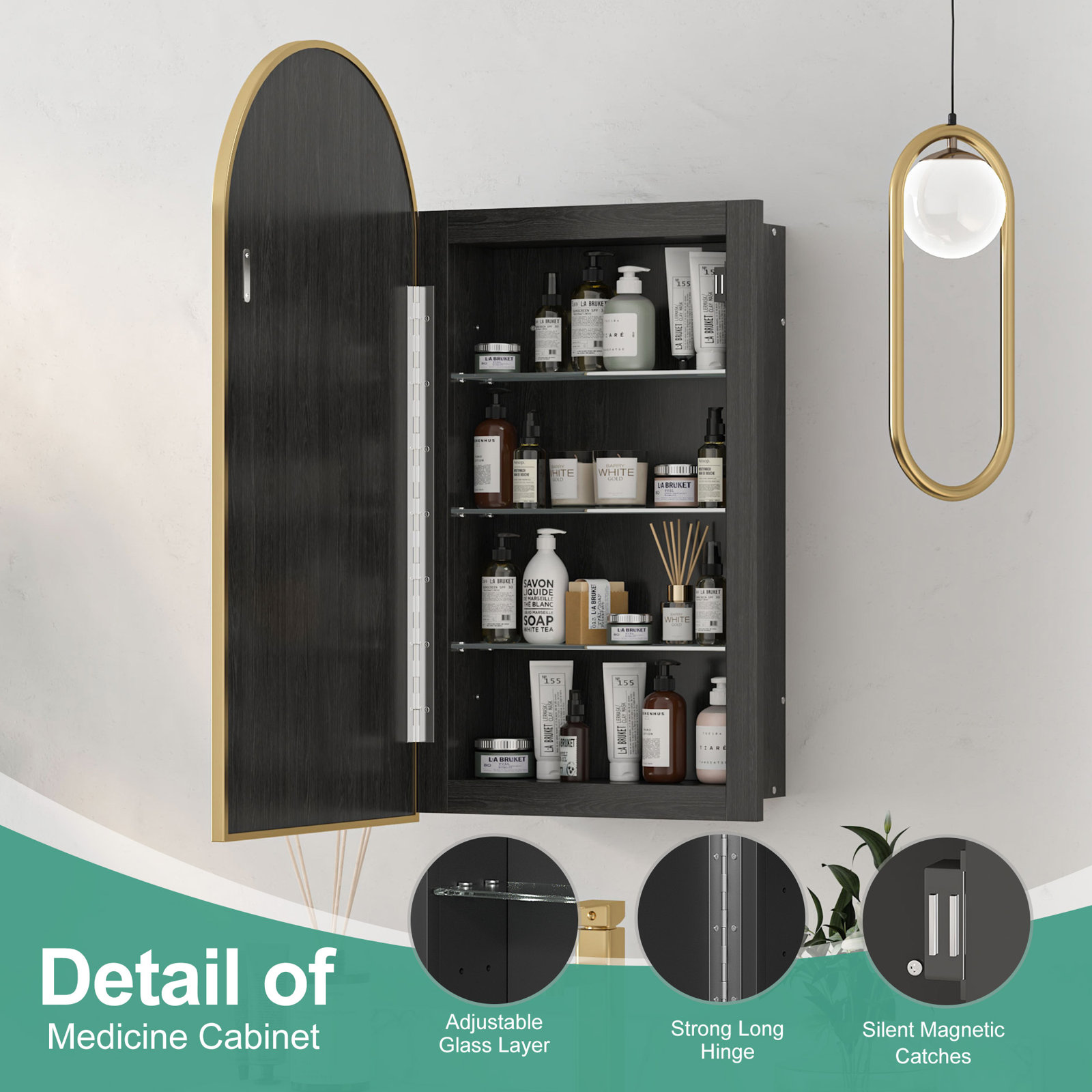 Poulton Medicine Cabinet, 31.5" H x 15.7" W x 4.5" D, Brushed Bronze