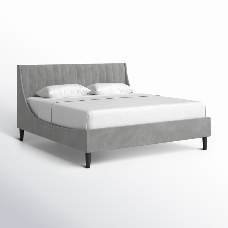 Helaina Upholstered Wingback Bed, Opal Gray Velvet, California King