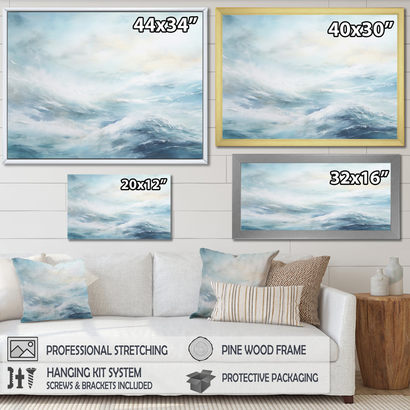 Impression sur toile «Blue Storm Charm» - tempêtes, Cadre flottant noir, H 16 po x l 32 po x P 1 po