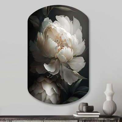 Gladney - Peonies Cylinder Shape Asymmetric Metal Wall Art