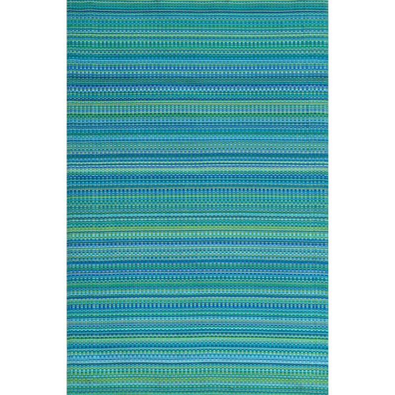 Tapis fait à la main et tissé à plat à rayures turquoises Bottomley, Rectangle 4 pi x 6 pi