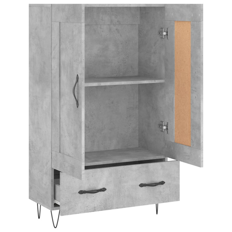 Friscia Highboard 69.5 x 31 x 115 cm Engineered Wood, Concrete Grey