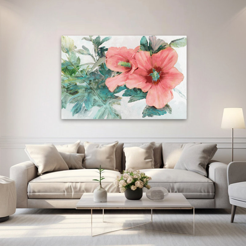 Plantes, fleurs, fleur tropique II, art mural, H 40 po x l 60 po