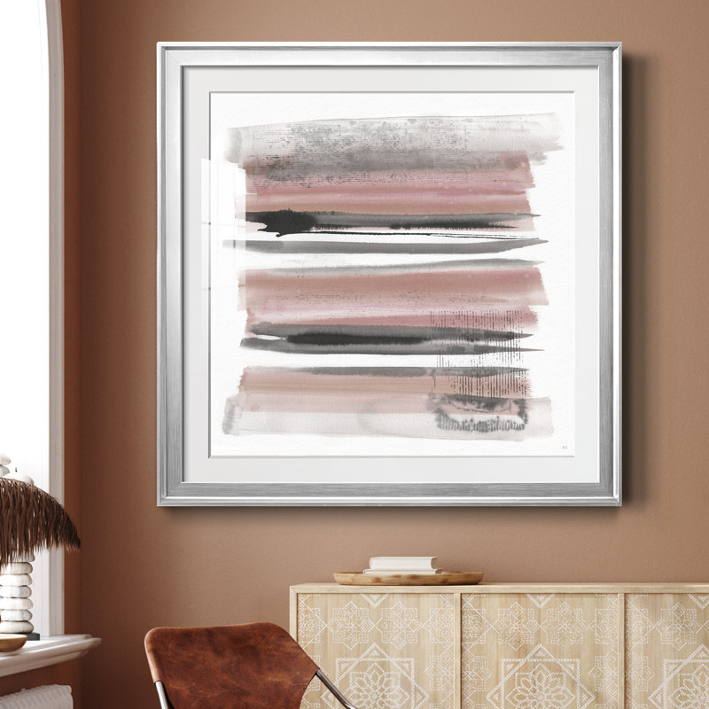 Sundown Turnwood I - peinture encadrée, 24" H x 24" W x 1" D, Silver Framed Paper