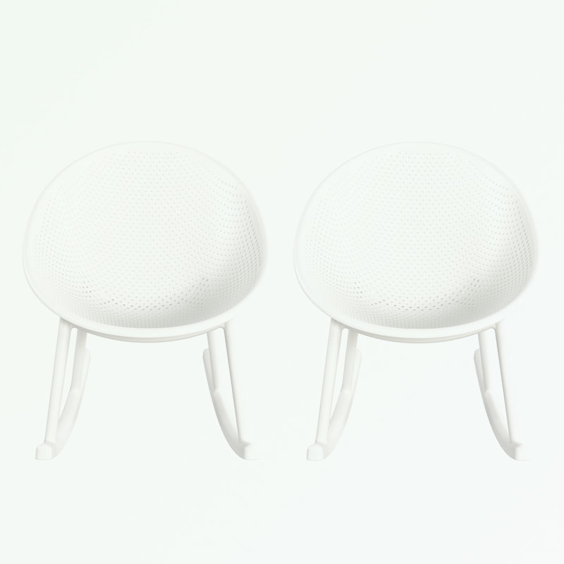 Ensemble de chaises berçantes 2 pièces avec pieds robustes, Blanc