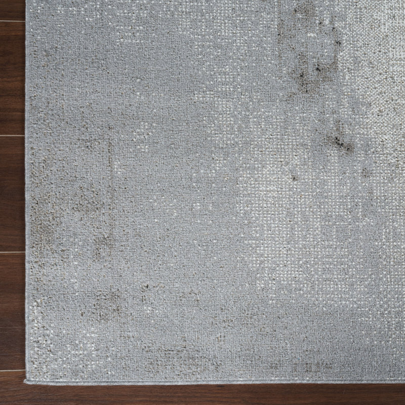 Machine Washable Liam Gray/Black Rug, Runner 3' x 12'