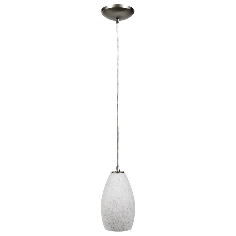 Carballo 1 - Light Single Pendant, Brushed Steel, White Stone