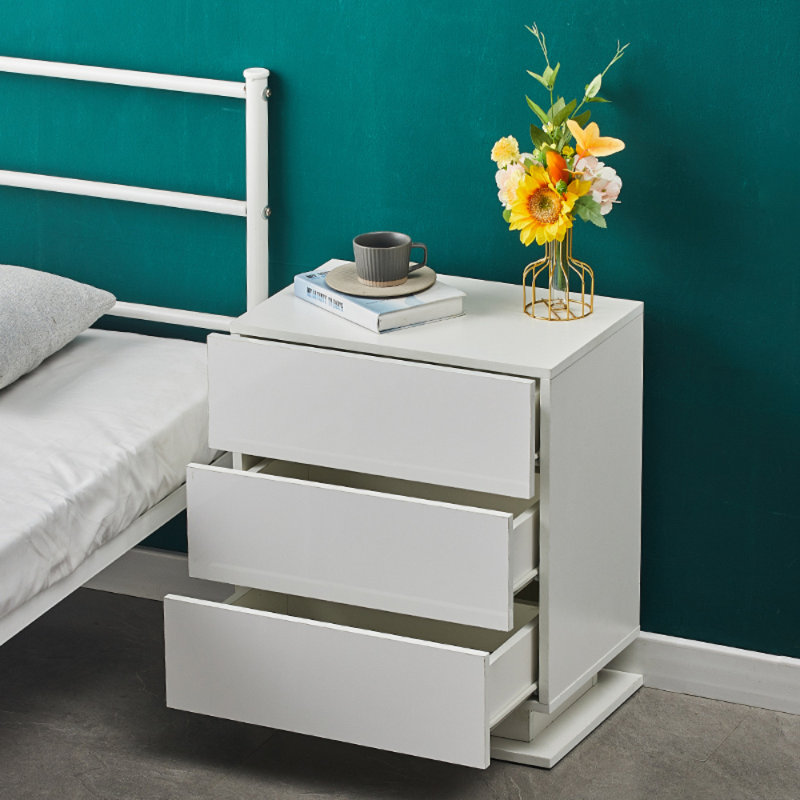 Aalap 50cm W Particle Board / Chipboard Bedside Table, White