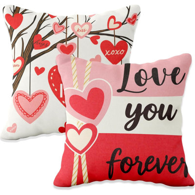Heart Linen Reversible Pillow Cover