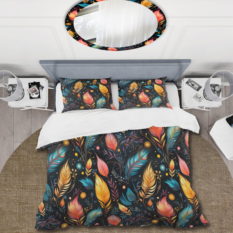 Motif de plumes Thynn Eclectic Boho - Housse de couette Boho - Polyester en microfibre