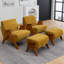 Upholstered Chenille With Footstool Armchair-945252927-951561103